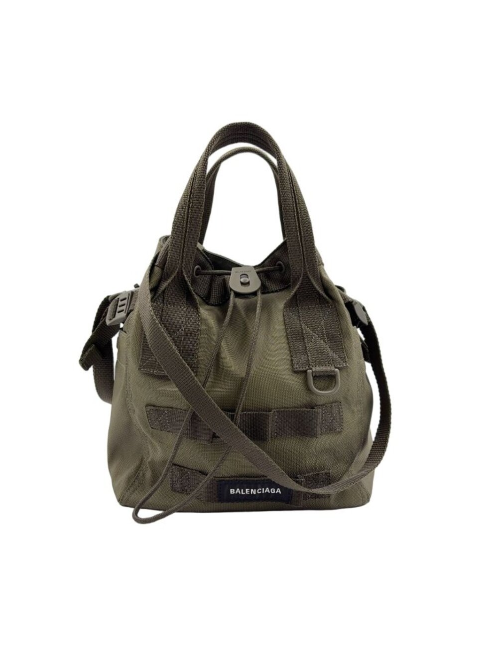 Balenciaga Amy Nylon Canvas Dark Green Handbag - Picture 1 of 15